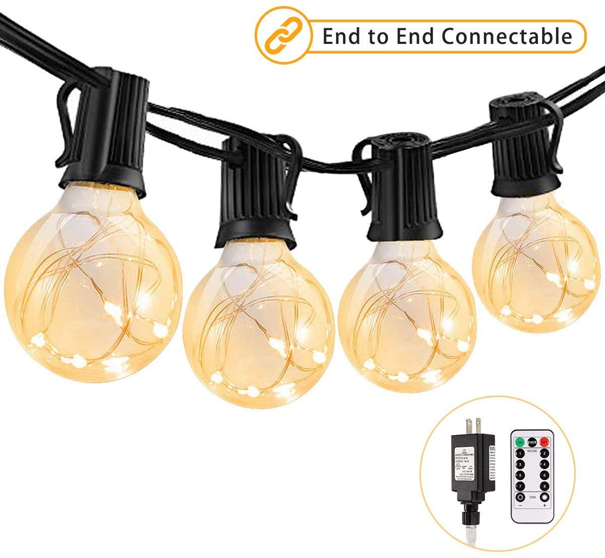 Globe String Lights, 33FT G40 Dimmable LED Patio String Lights, UL