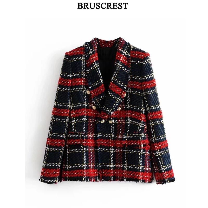 Satin Al Vintage Kirmizi Ekose Tuvit Ceket Coat Kadinlar Cift Breasted Puskul Takim Elbise Ceket Kis Rahat Ceket Femme Bayan Ofis Giyim Tl220 05 Dhgate Comda