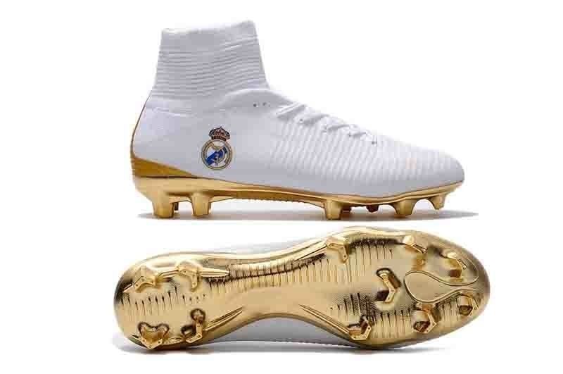 En el nombre emocional Archivo Botas de fútbol de oro blanco Real Madrid Mercurial Superfly Fg Zapatos de  fútbol de tobillo