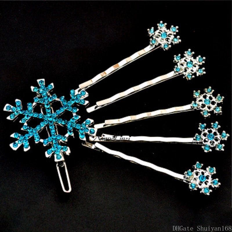 Vintage Jewelry Beautiful Charm Snowflake Crystal Rhinestone Hair Clips Hair Pins Barrette Hairpins for Christmas,Wedding,Party,Festival-Pack of 2