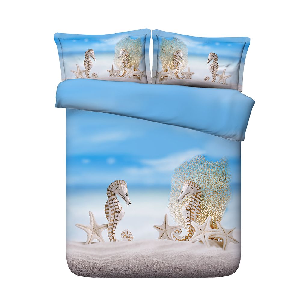 Seahorse Bedding Beach Duvet Cover Bedding Set With Pillow Shams