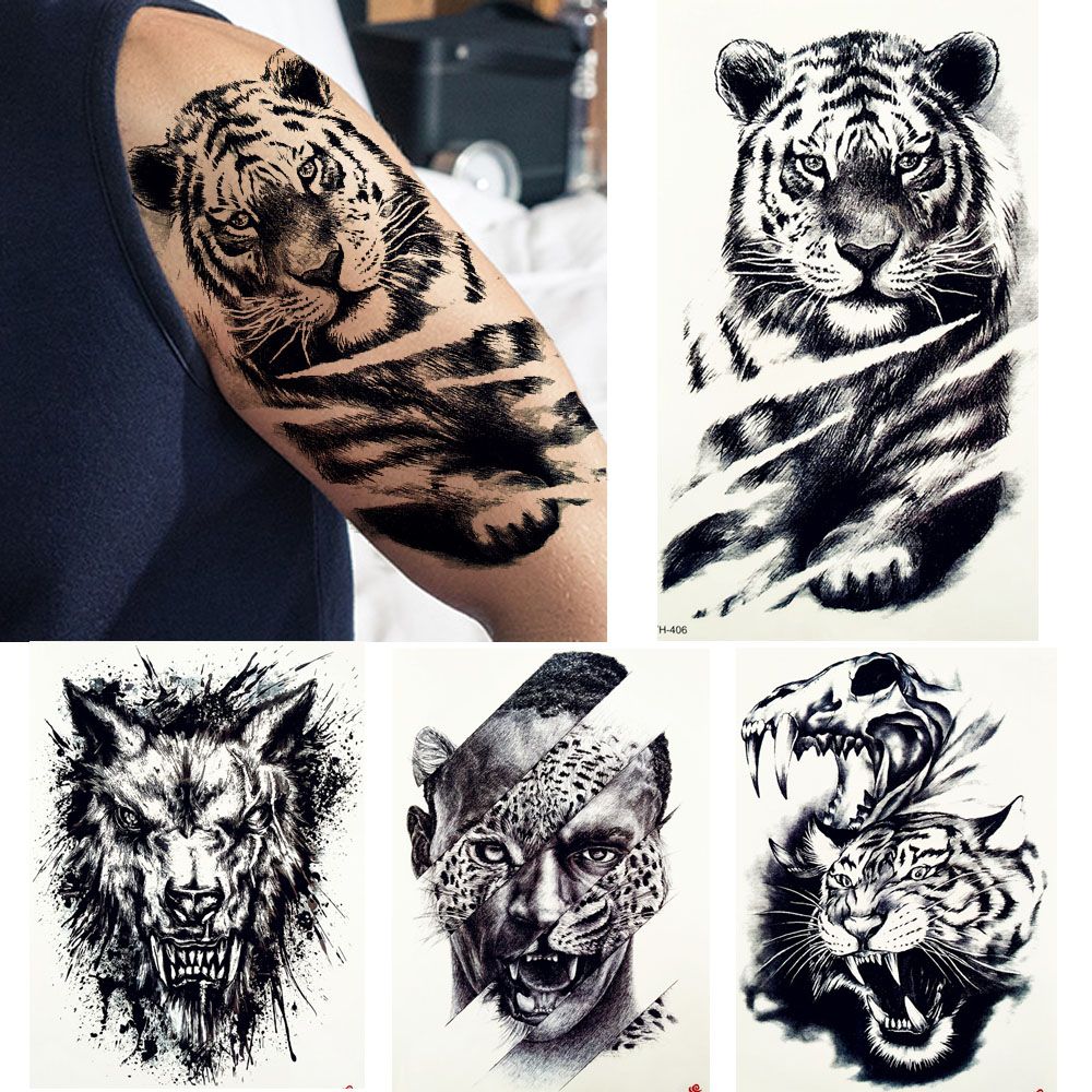 Big Black Tiger Tattoos Fake Men Wolf Leopard Tatoos Waterproof Large Beast Monster Body Arm Legs Tattoos Temporary Paper Cover Jewelry Tattoos Semi Permanent Tattoo From Funnail 1 09 Dhgate Com