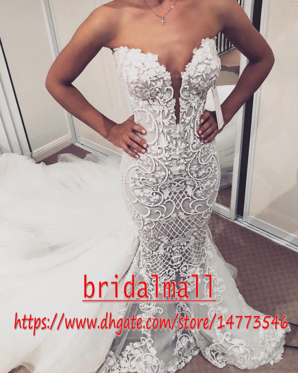 Elegant 2020 Sexy Arabic Mermaid Wedding Dresses Beaded Hand Made
