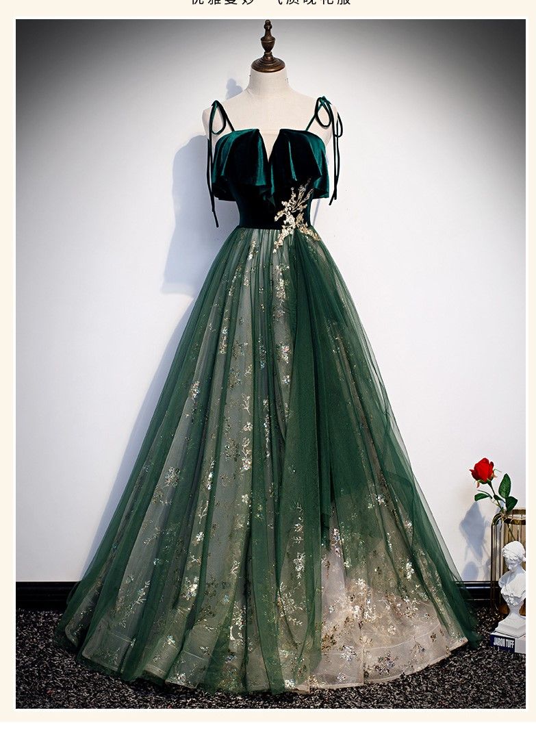 New Fashion Elegant Dark Green Sling Long Fantasy Starry Party Dress,  Welcome To Sky2012 Shop To Buy! From Sky2012, $46.24 | DHgate Israel