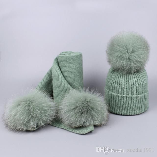 fur bobble hat and scarf