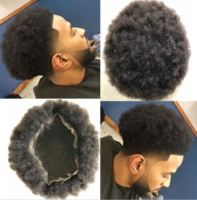 2019 Celebrity Toupee Mens Hairpieces Afro Curl Full Lace Toupee