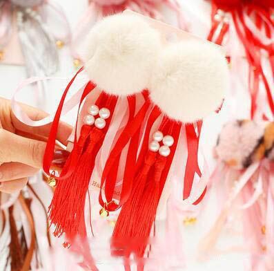 Children Girls Cute Hairpins Set Chinese Style Red Hair Clips Kids