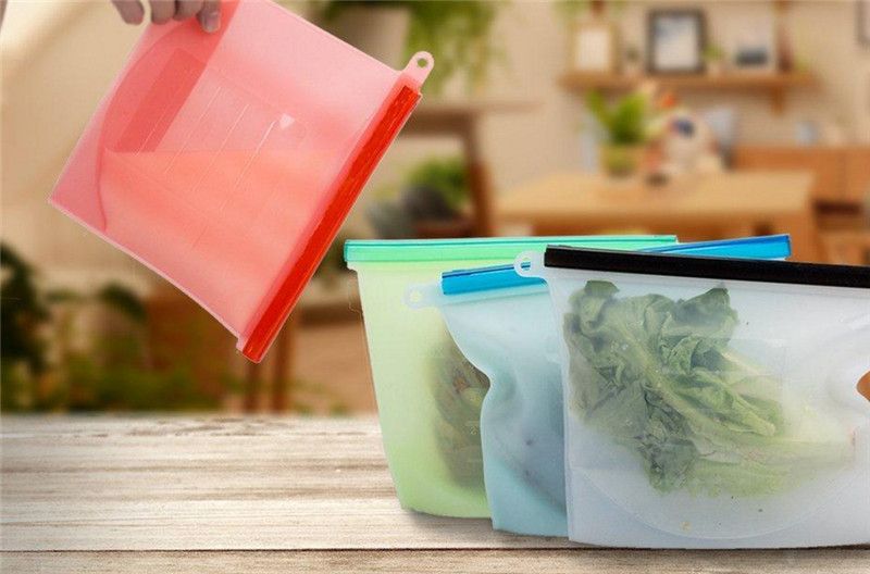 10pcs Reusable Silicone Food Fresh Bag Seal Storage Container Freezer Ziplock