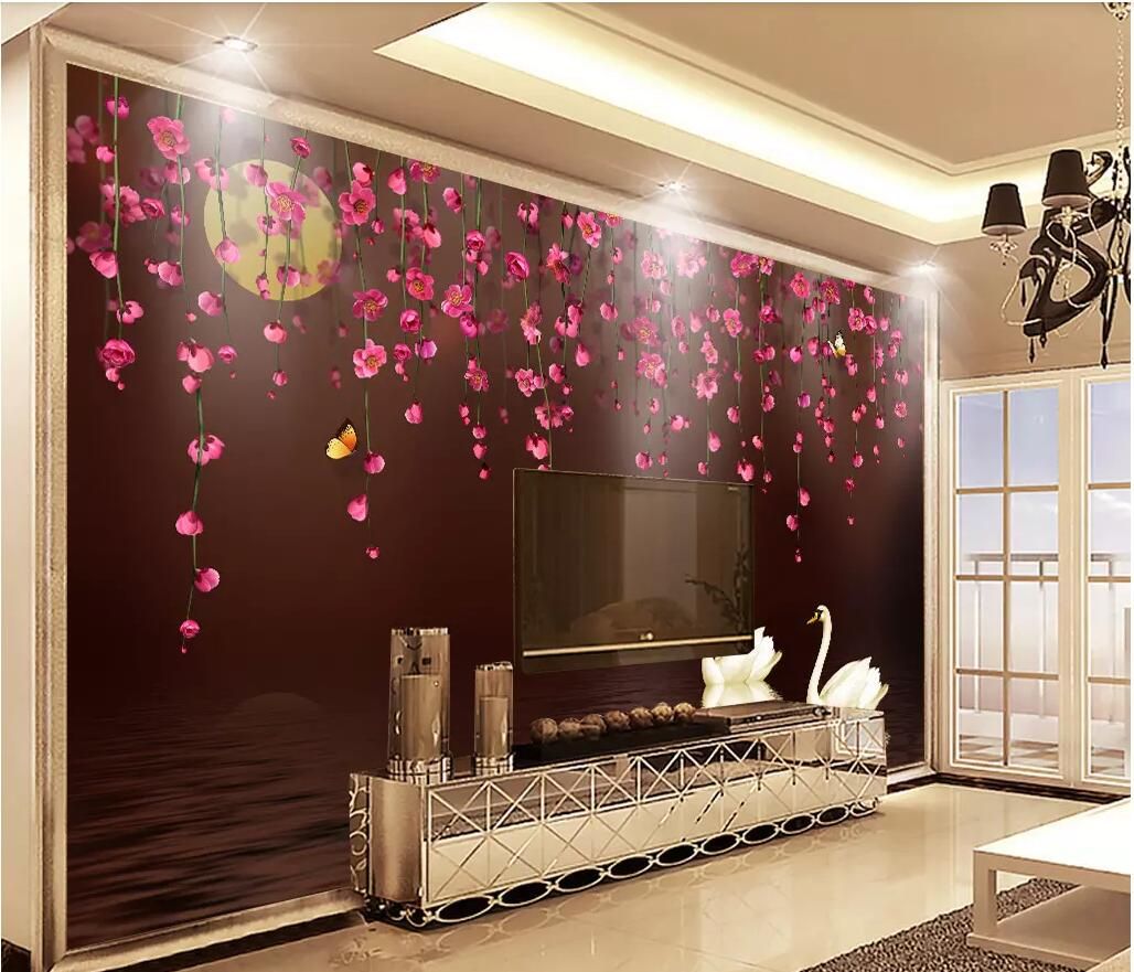 3d Room Wallpaper Custom Photo Non Woven Mural Romantic Rose Butterfly Love Flower Tv Background Wall Wallpaper For Walls 3 D From Wdbh1 13 07 Dhgate Com