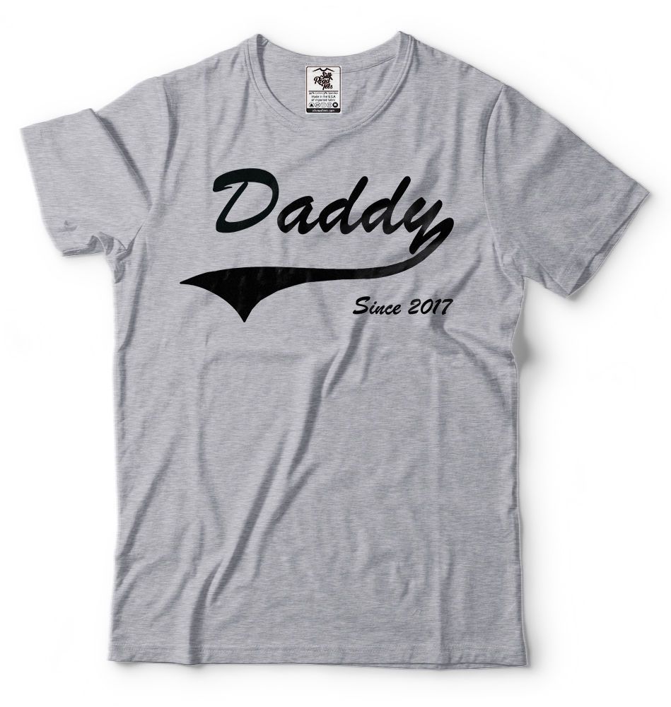Daddy Since 2018 Baby Shower Gift New Dad T Shirt Father Announcement Men S Camisa De Basquete Short Sleeve Crewneck Cotton Tee