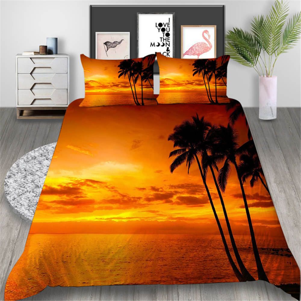Seaside Bedding Set Dawn Fashionable Nature Duvet Cover Coconut