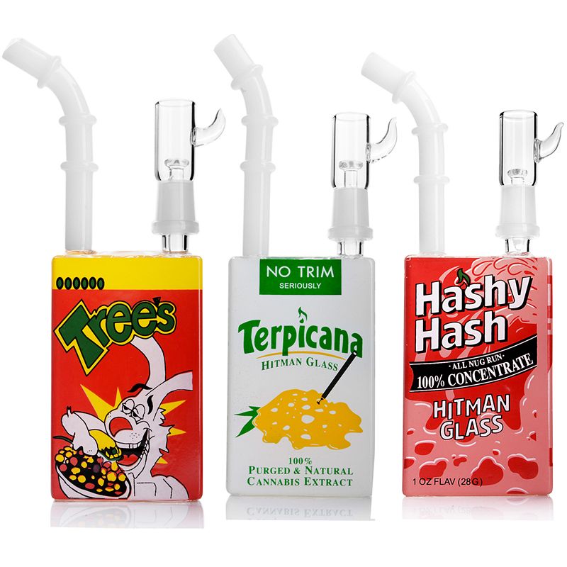 ful Jucie Box Hitman Glass Water Bong White Jade Pipe Cereal Box Oil