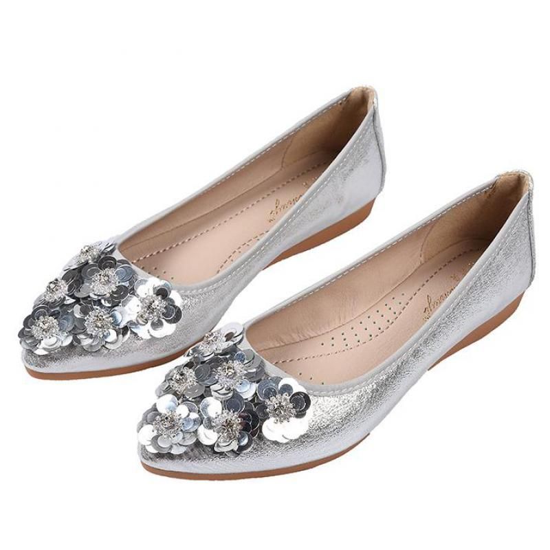 silver sequin flats
