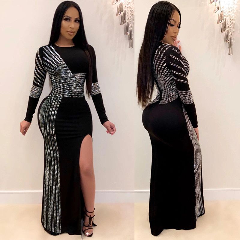 Women Long Sleeve Sexy Evening Dress 