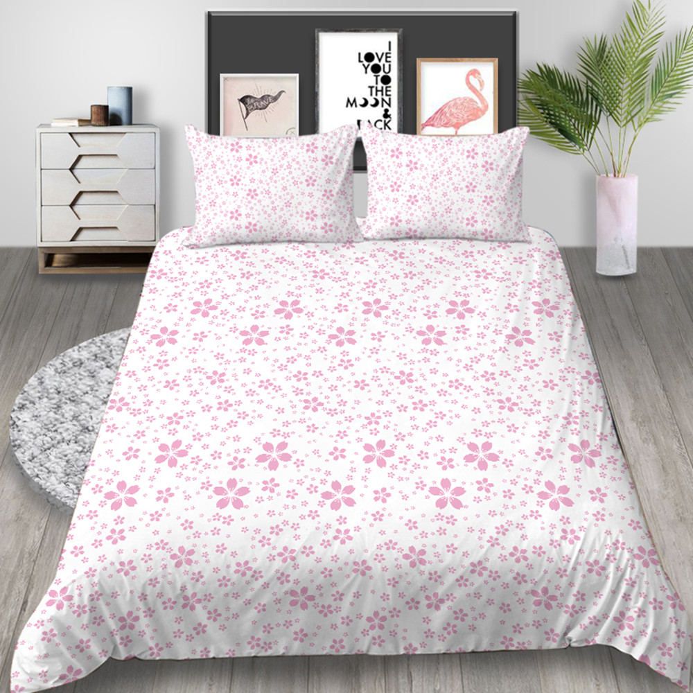 Pink Flower Bedding Set For Girl Sweet Fresh Beautiful Duvet Cover