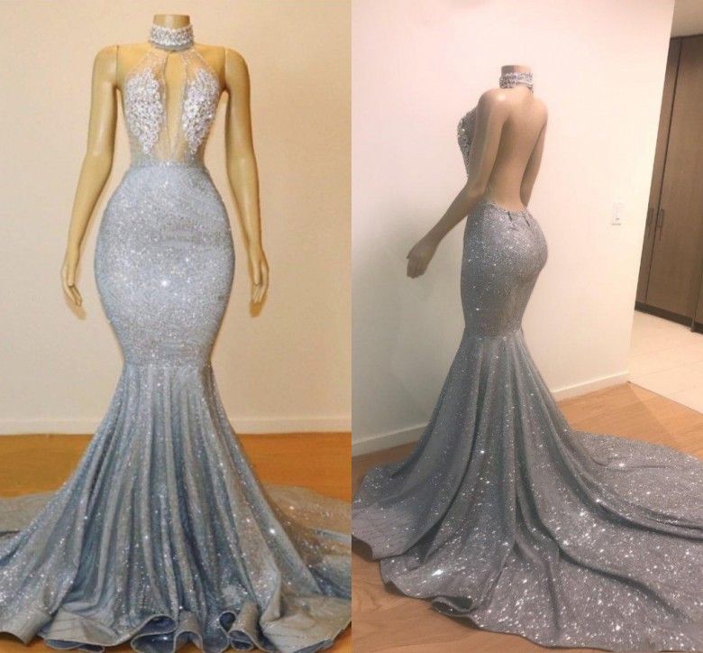 silver sequin mermaid gown