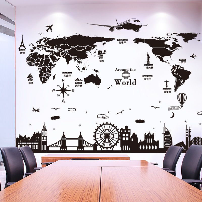 World Map Wall Stickers For House Living Room Bedroom Decoration