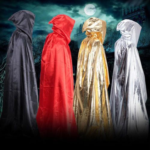 Halloween Party Stage Costume Metallic Cloak Cape Hooded Cosplay
