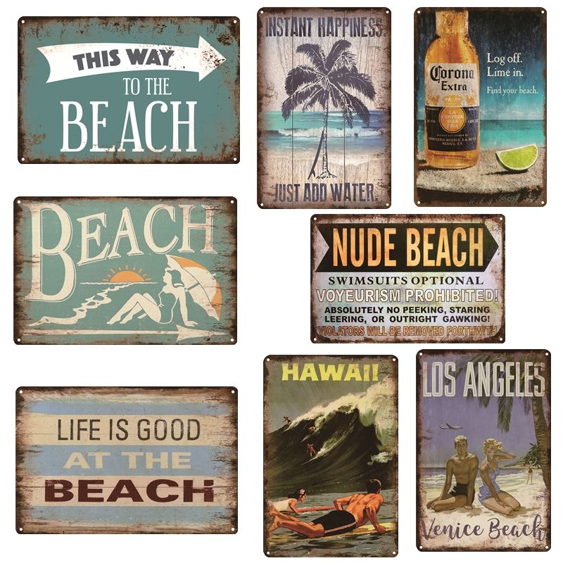 2020 Vintage Surf Decor Hawaii Los Angeles Metal Tin Signs Wall Art Plate Seaside Bar Pub Club Plaque Long Beach Poster From Luckyaboy 3 52 Dhgate Com