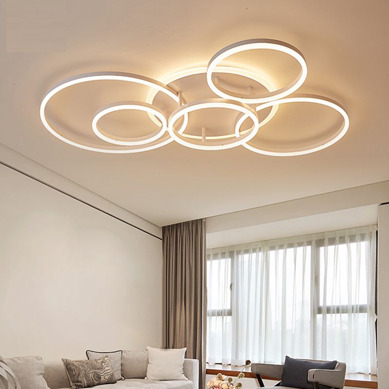 2019 2 3 5 6 Circle Rings Modern Led Ceiling Lights For Living