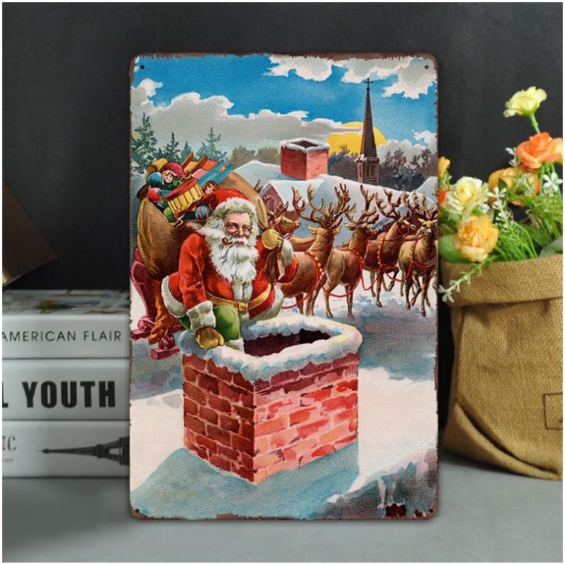 Acheter Peinture De Noël En Métal Vintage Sticker Mural Mur Art Fer  Peintures En Métal Signes Tôle Plaque Pub Bar Bar Murs Décoration 777 De  1,65 € Du Tjtj2 | DHgate.Com