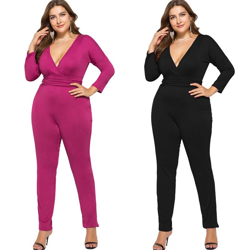 long sleeve black jumpsuit plus size
