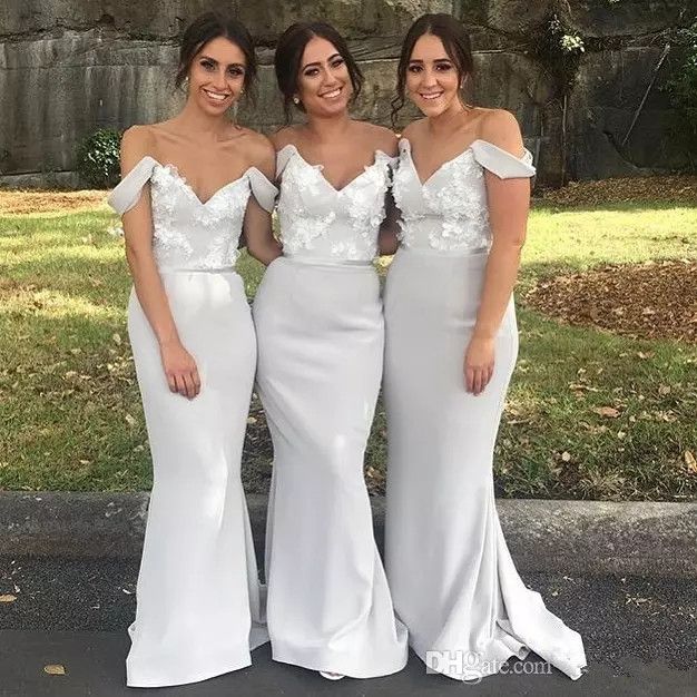 Acquistare Chic Avorio Abiti Da Damigella Donore Avorio Giardino Estivo  Country Weddings Elegante Off Spalla Appliqued Appliqued Long Wedding Guest  Dress Pedape Su Misura Economico | Consegna Veloce E Qualità | DHgate Italy