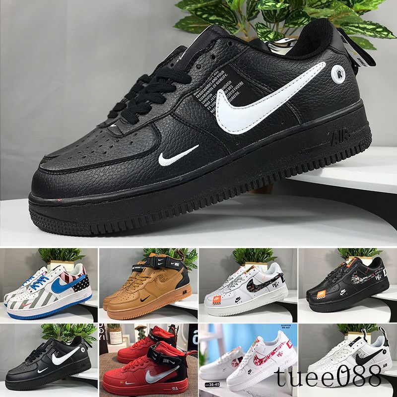 Compre Nike Air Force 1 One Af1 Con La Caja De Venta 2019 Nuevos Zapatos De  Los Hombres Del Diseño Del Monopatín Fuerzas Baratos De Baja Uno Unisex 1  Euro Knit De