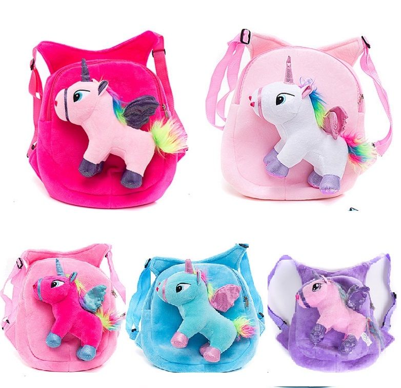 Compra 24x24x6cm 12 Juegos Bolsa De Viaje De Unicornio Para Niños De Jardín  De Infantes Bolsa De Felpa De Unicornio De Dibujos Animados Para Bebés Mini  Mochila Escolar Pequeña Regalo De Cumpleaños