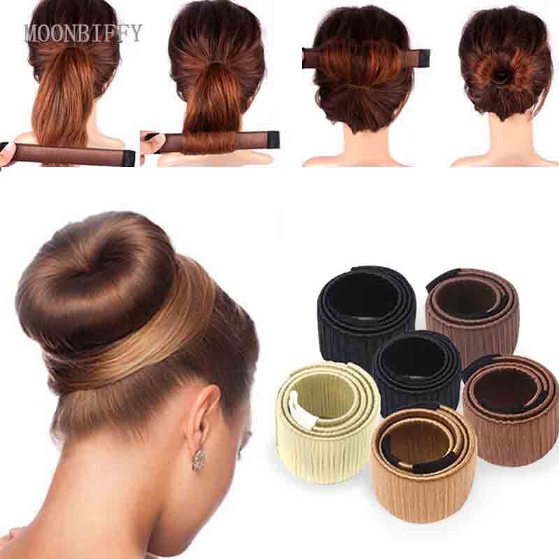 Moonbiffy Synthetic Wig Donuts Bud Head Band Ball French Twist