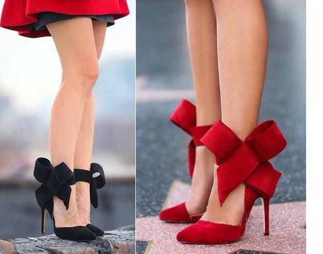 black heels with bow