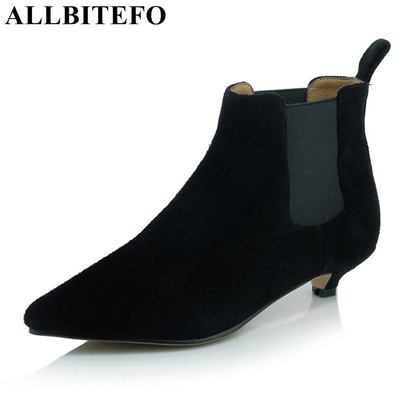 Acquistare ALLBITEFO Marchio Di Moda In Vera Pelle Scarpe A Punta Tacco  Basso Donna Stivali Tacco Sottile Banda Elastica Martin Stivali Stivaletti  Donna Economico | Consegna Veloce E Qualità | It.Dhgate