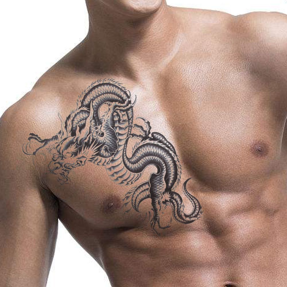 1 Sheet Unisex Women Men 3d Black Dragon Removable Waterproof Temporary Tattoo  Arm Leg Body Art