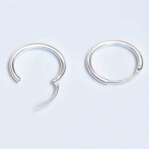 aretes de plata esterlina para hombre y para mujer, círculo, para hombre, oreja, para