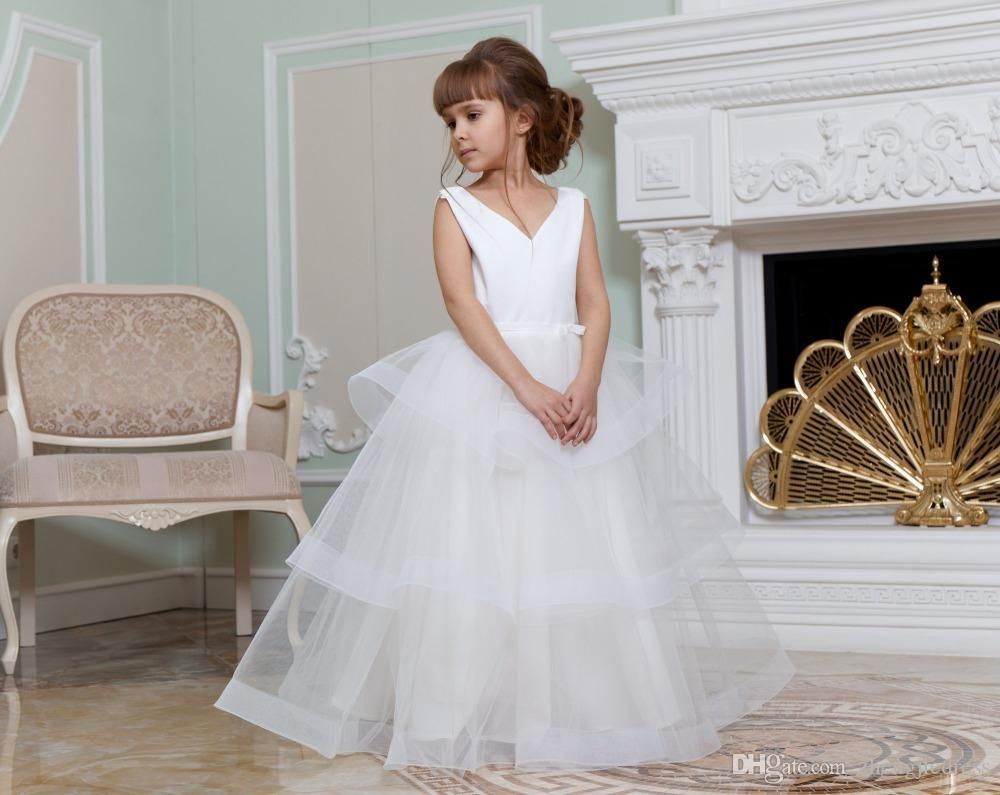 v neck flower girl dress