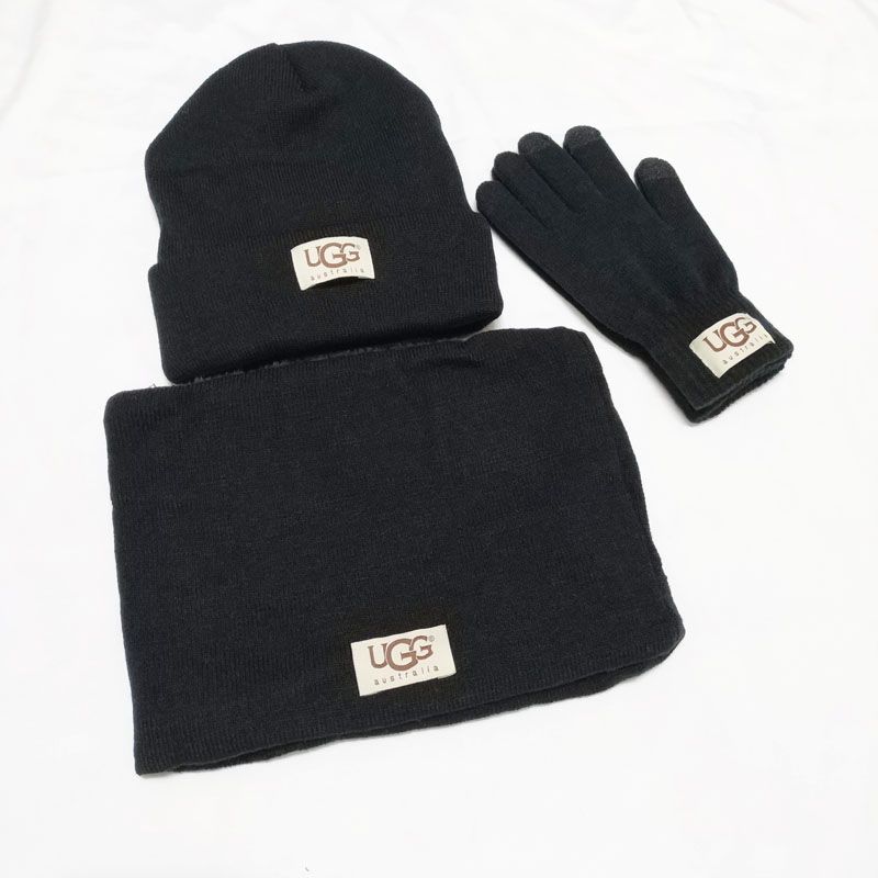 Warm Pieces Winter Hats Scarf Gs for Women Men Thick Cotton Winter Accessories Female Male Beanie Scarf@Black