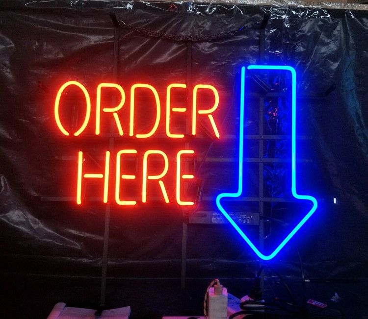 Order here. Табличка order here неоновая