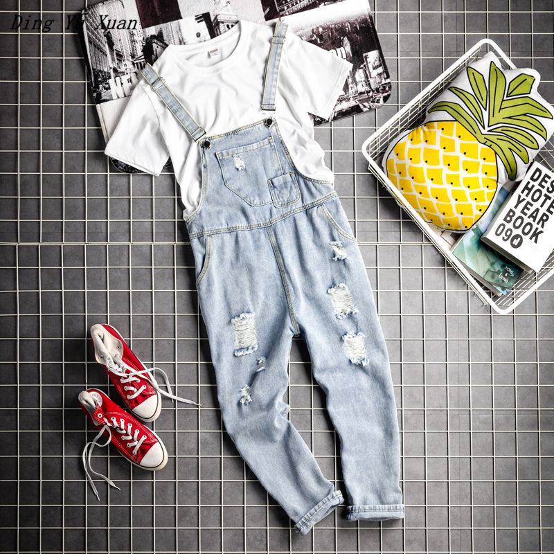 Acquistare Ragazzo Maschio Streetwear Salopette Di Jeans Larghi Di Jeans  Coppia Suspender Tuta Jeans Uomo Donna Pantaloni Di Jeans Cargo Strappati  Hip Hop Economico | Consegna Veloce E Qualità | It.Dhgate