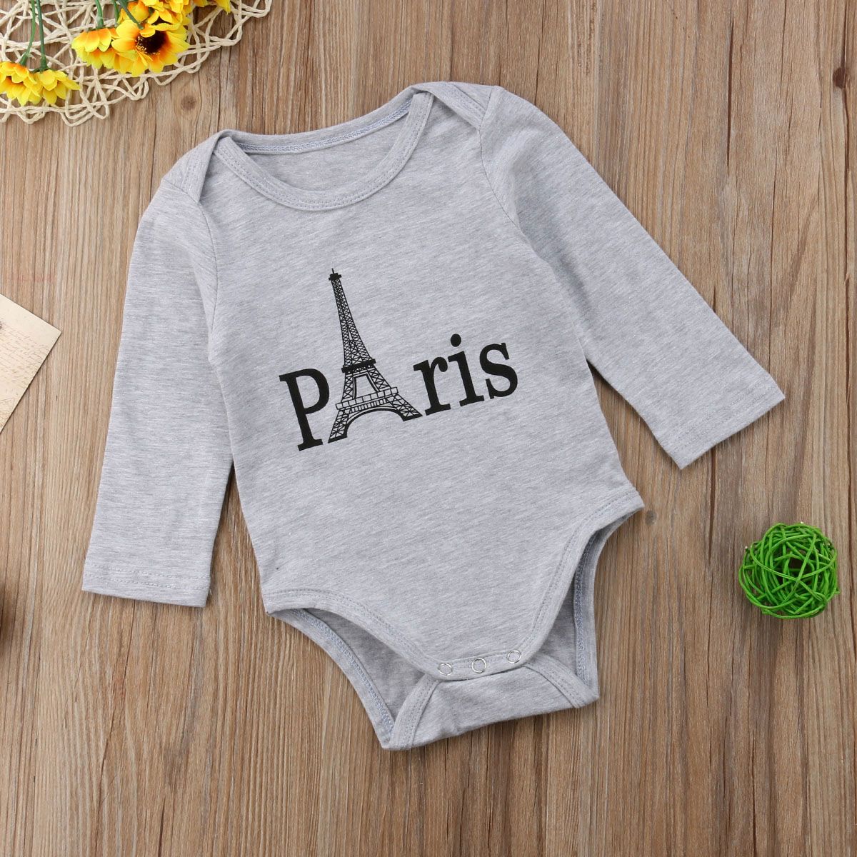 Paris Eiffel Tower Toddler Baby Boy Girl Long Sleeve Infant Cotton Bodysuits Onesies