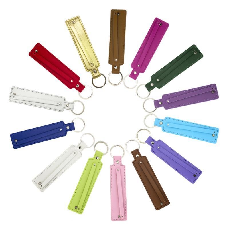 PU Leather Key Chain With 8mm Small Belt Can Through 8mm Slide Charm