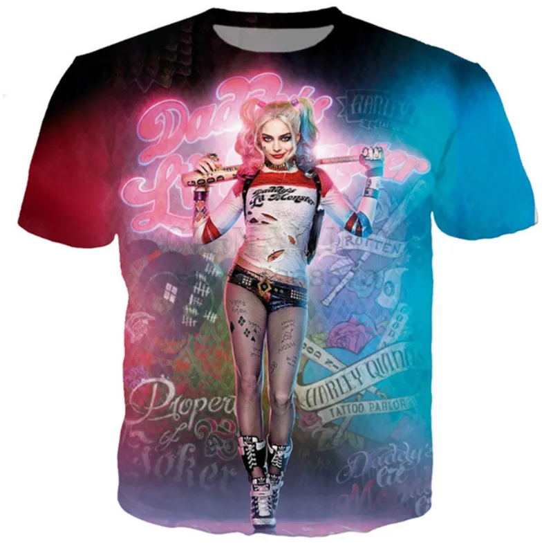 Nuevo Moda Mujeres Hombres Harley Quinn Joker 3D Print Manga Corta Informal Camiseta 