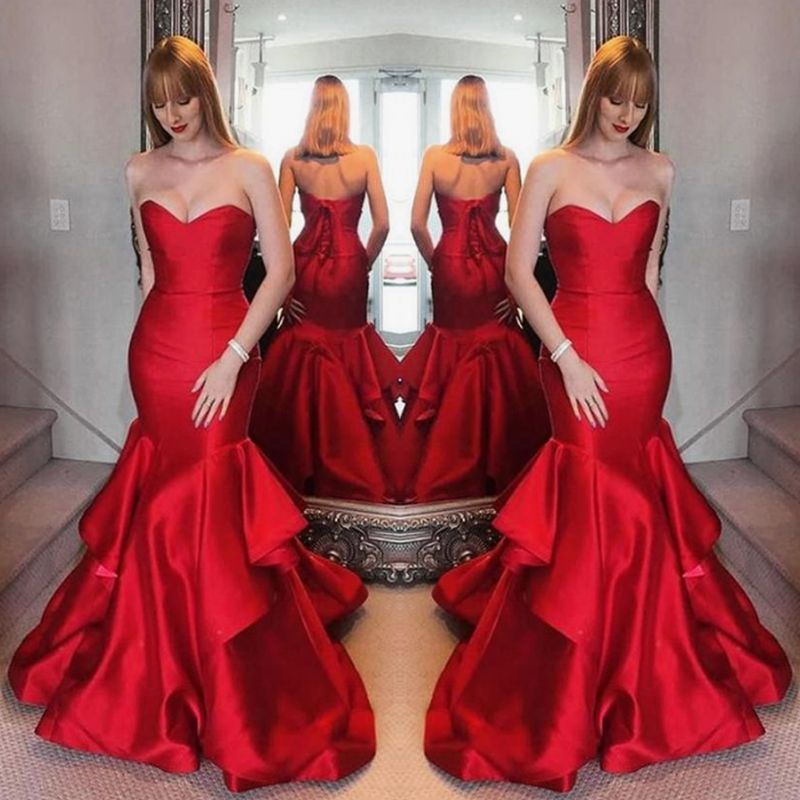 red sweetheart mermaid dress