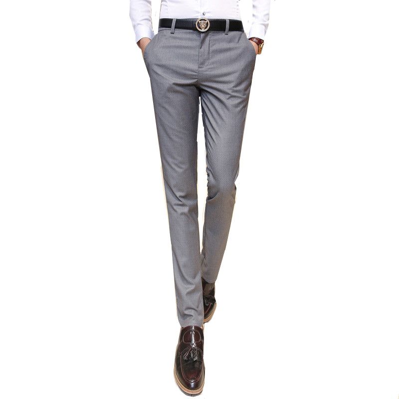 Compra 2019 Ropa De Hombre, Traje De Pantalón / Hombre De Alto Grado, Color  Puro, Slim Fit Traje De Negocios, Pantalón / Hombre De Gama Alta, Pantalones  De Pierna Delgada Para El