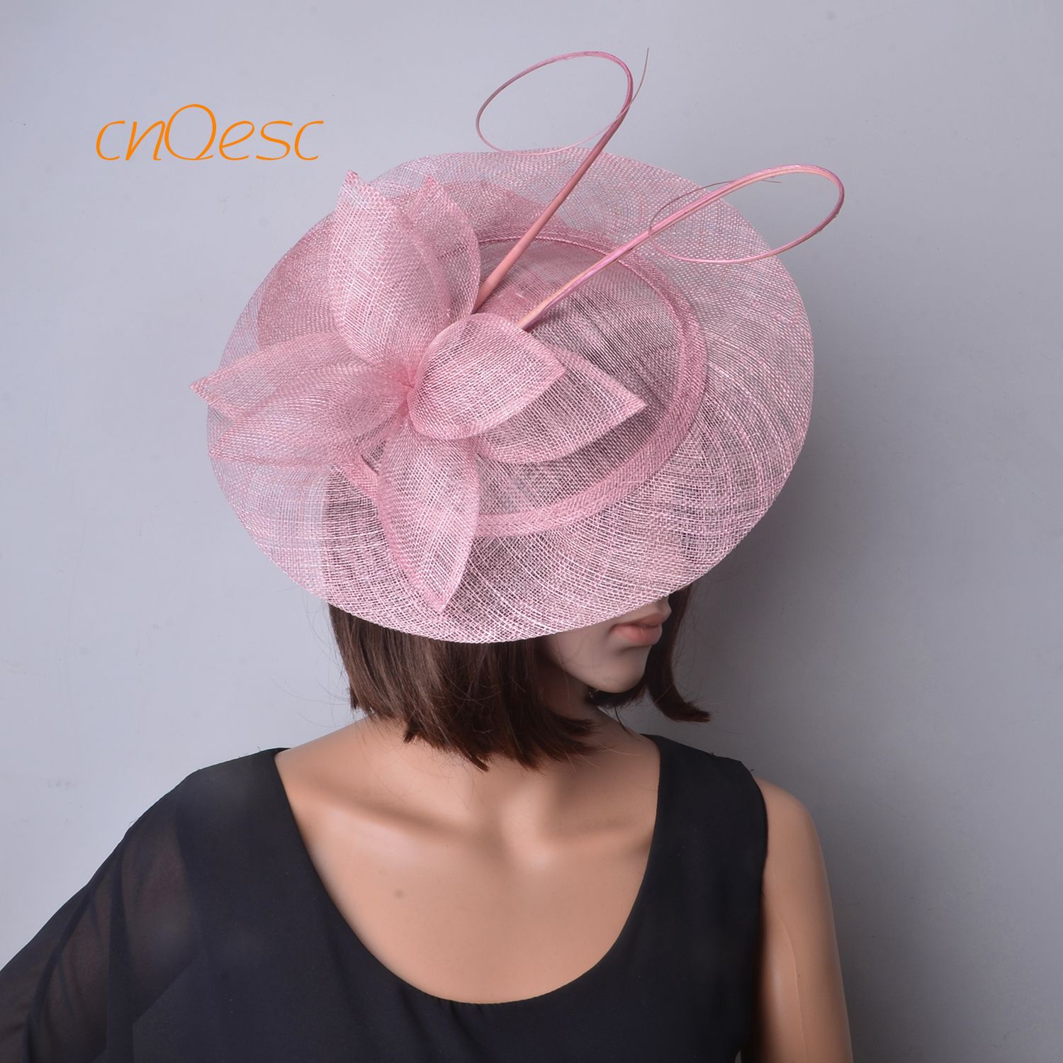 Blush Pink BIG Sinamay Fascinator Hat 