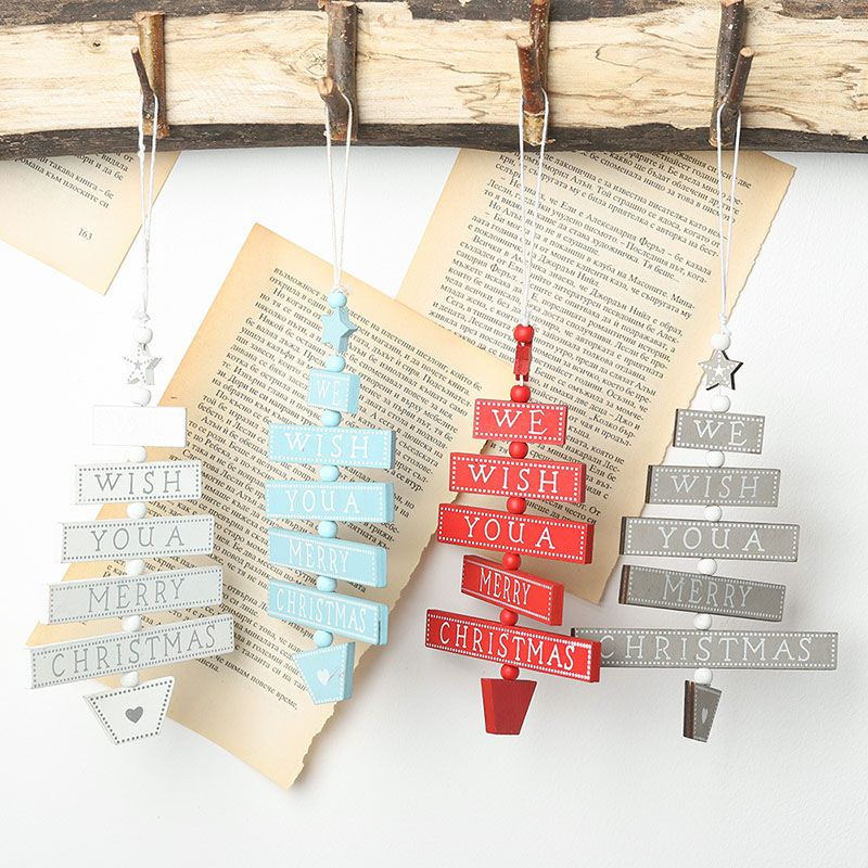 colgantes letras de feliz de madera Fiesta de Navidad de Año Nuevo Manualidades