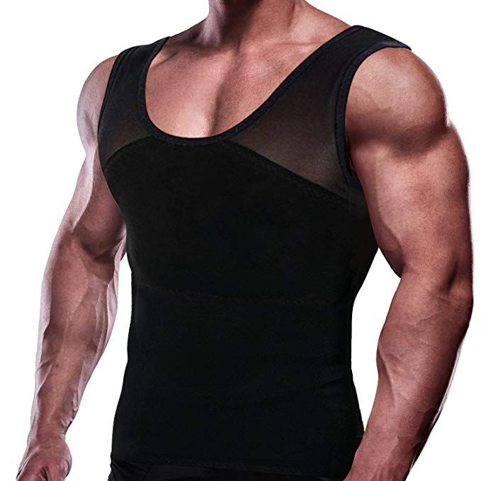 Mens Slimming Compression Tank Abdominal Toner Tummy Belly Control Vest Shirt UK