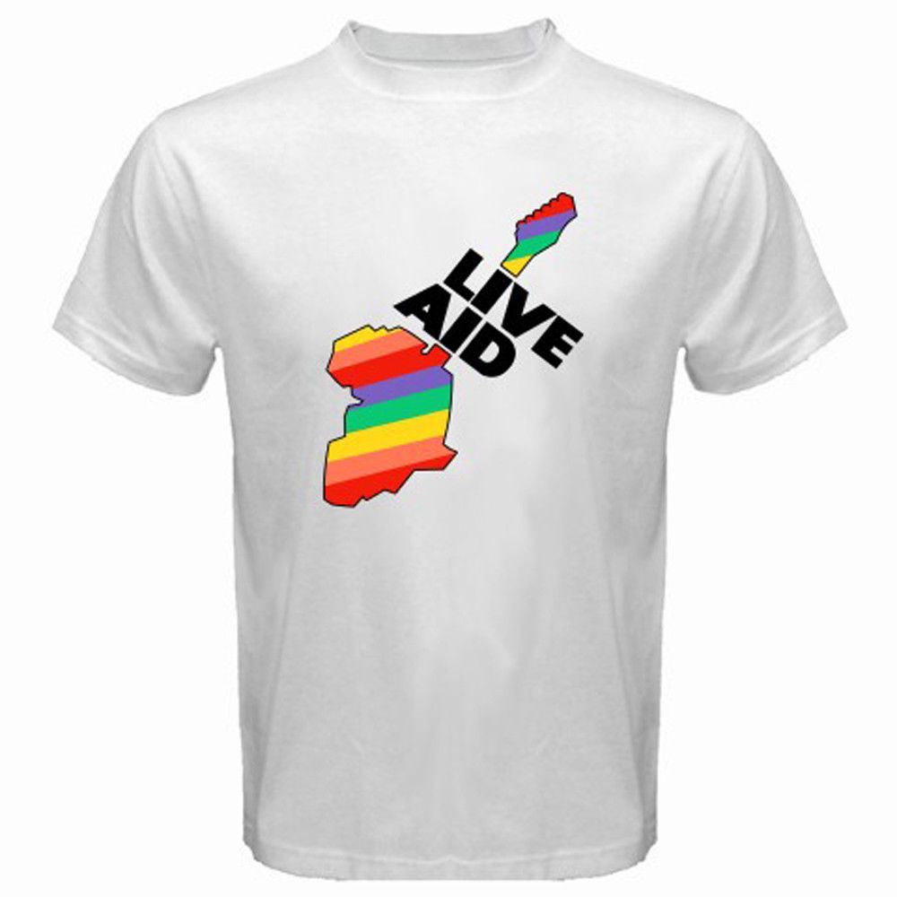 New Live Aid Band Aid 1985 Music Festival Logo Mens White T Shirt Size S To 3xl Cool Casual Pride T Shirt Men Unisex New Cute T Shirts Nerd T Shirts From
