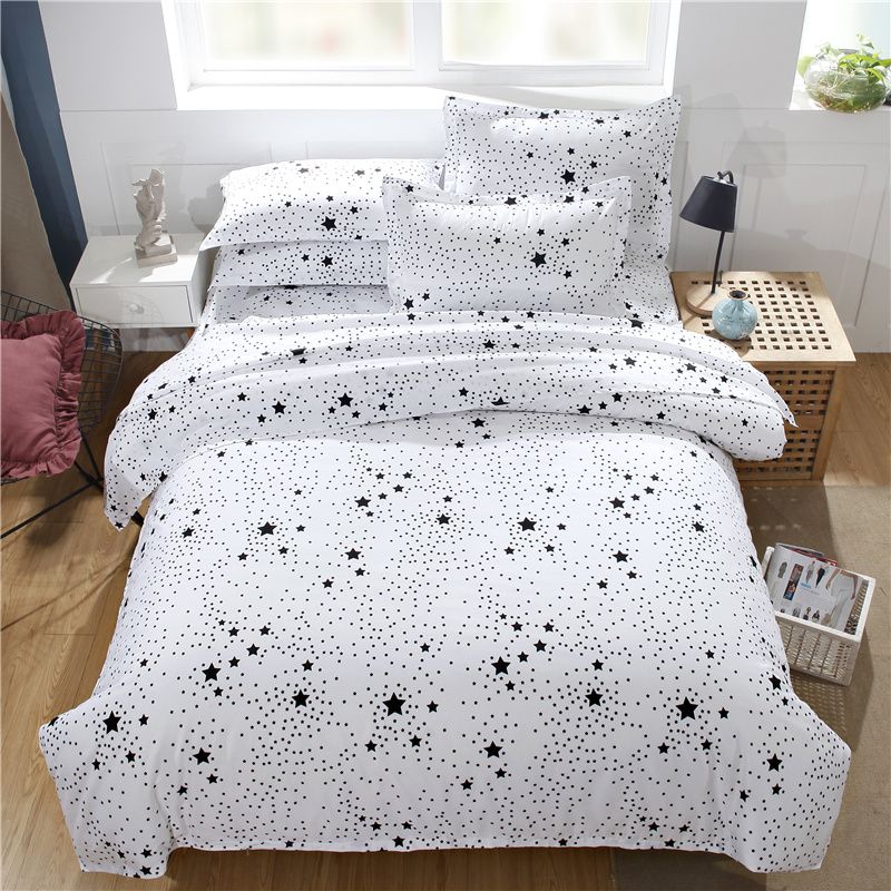 Grey And White Stars Double Duvet Cover Pillowcase Set Free P P