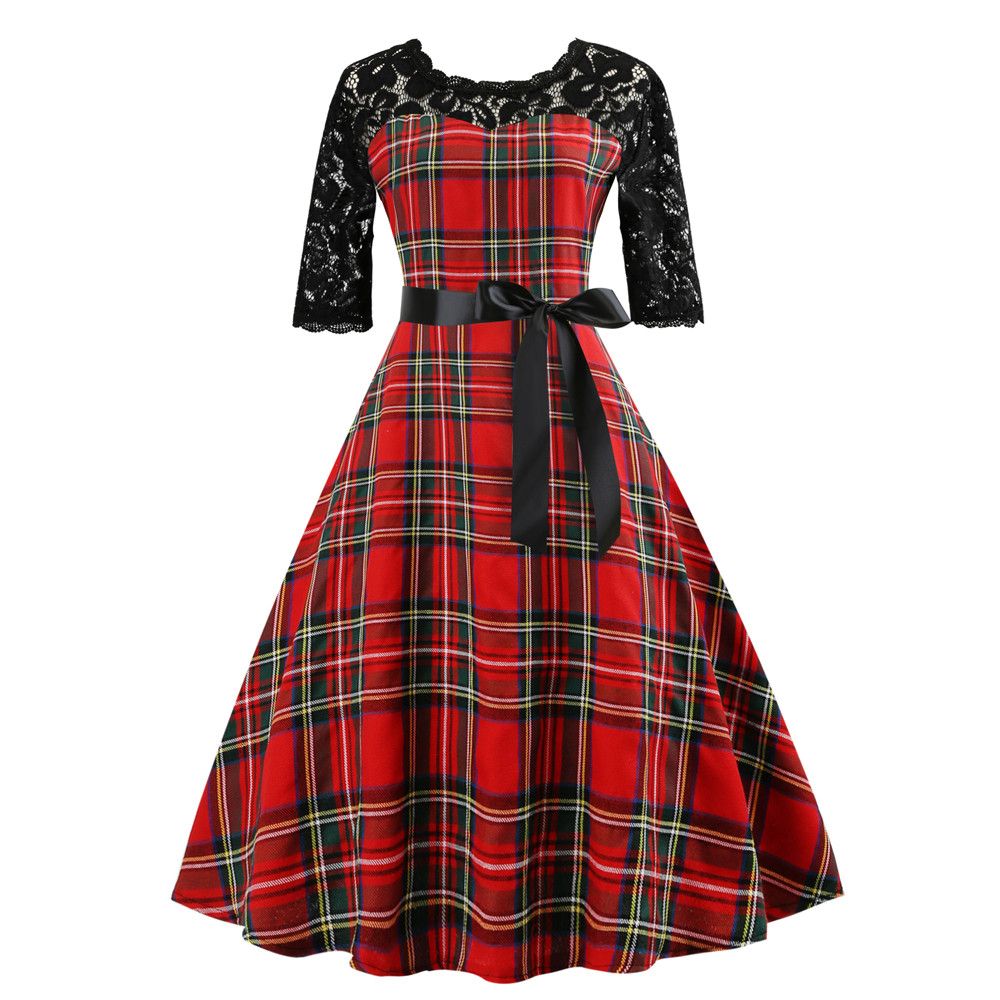 plaid christmas dress womens