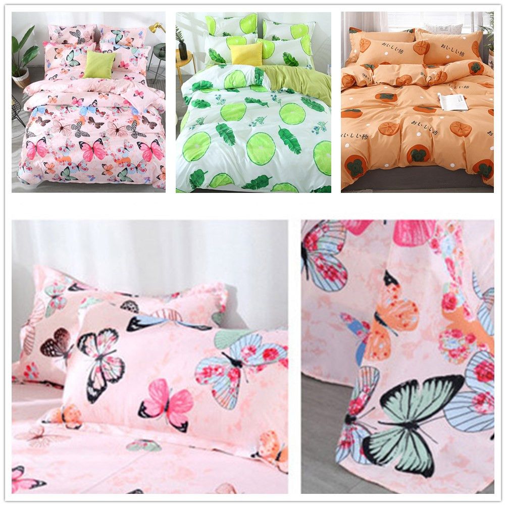 Fashion Butterfly Fruit Printed Cotton Quilt Duvet Cover Comforter